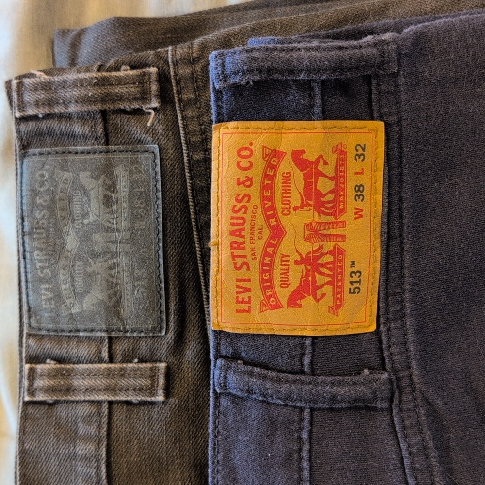 Levi's Men's 513 Straight Jeans - Dark Brown and Black